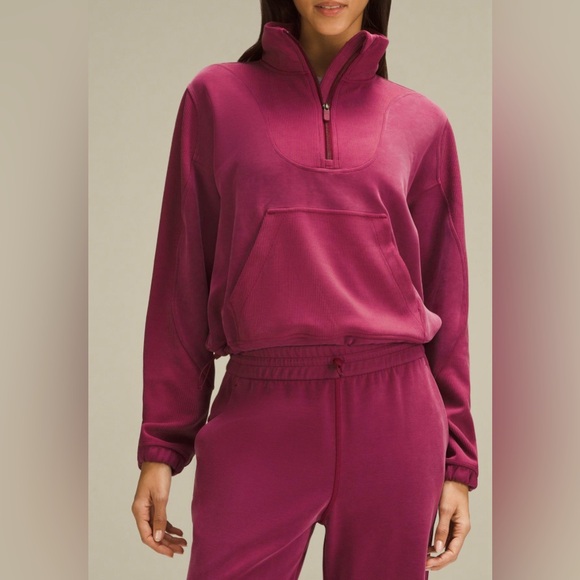 lululemon athletica Jackets & Blazers - Lululemon *sold out* brushed soft stream half zip in raspberry color, size 6.